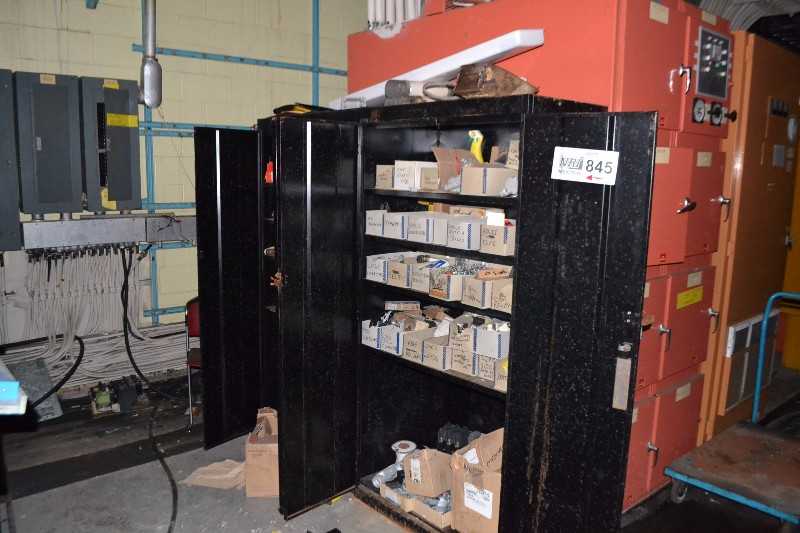 2X STEEL CABINETS WITH FUSES, ALLEN BRADLEY PARTS, OVERLOAD RELAY HEATERS, CONTACTORS - MISCELLANEOUS