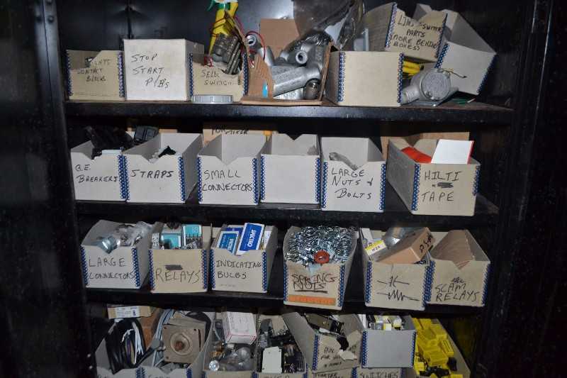 2X STEEL CABINETS WITH FUSES, ALLEN BRADLEY PARTS, OVERLOAD RELAY HEATERS, CONTACTORS - MISCELLANEOUS