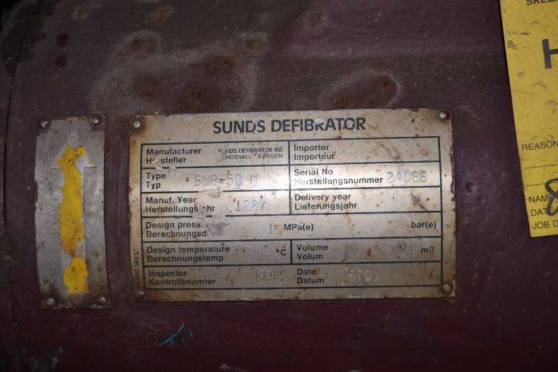 SUNDS DEFIBRATOR SMP-50H 1MPA 0.25M3 - MISCELLANEOUS