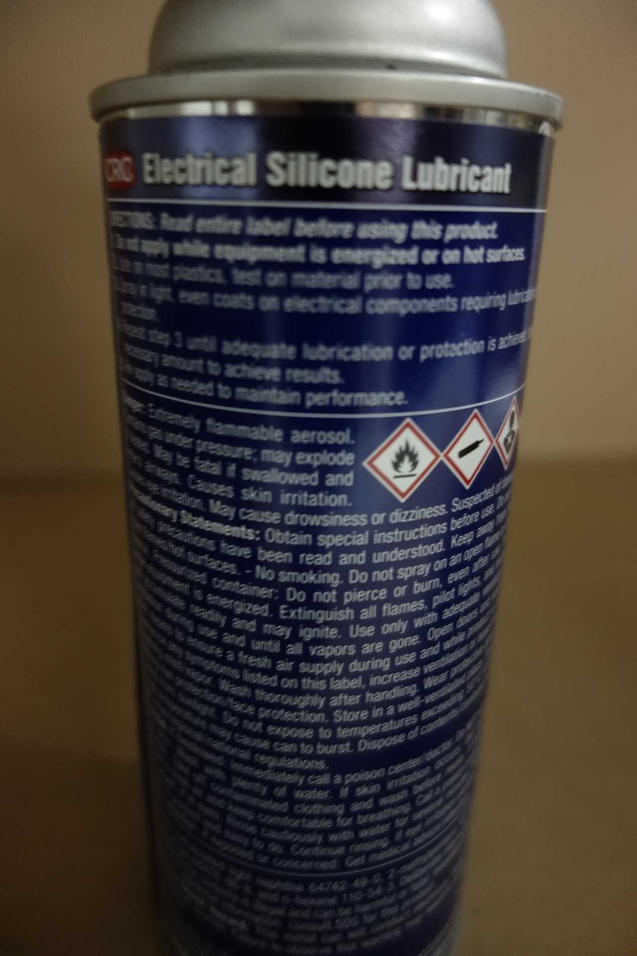 LOT OF 10 0Z AERSOL CANS OF CRC ELECREICAL SILICONE LUBRICANT - WASTE BINS