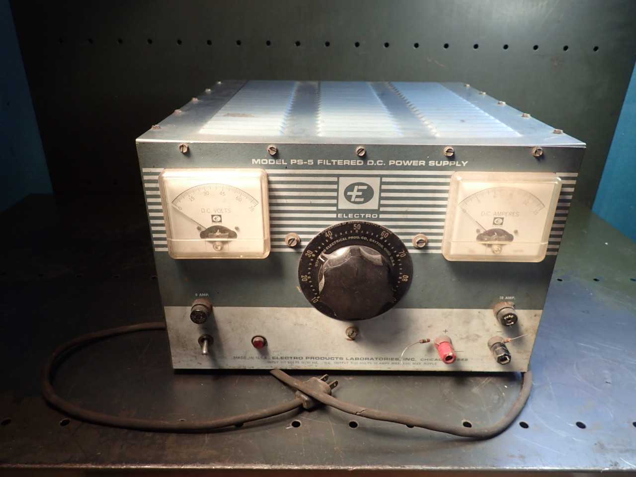 Electro PS-5 Filtered DC Variable Power Supply 0-55V DC 0-10A Needs New Cord - ELECTRICAL COMPONENTS