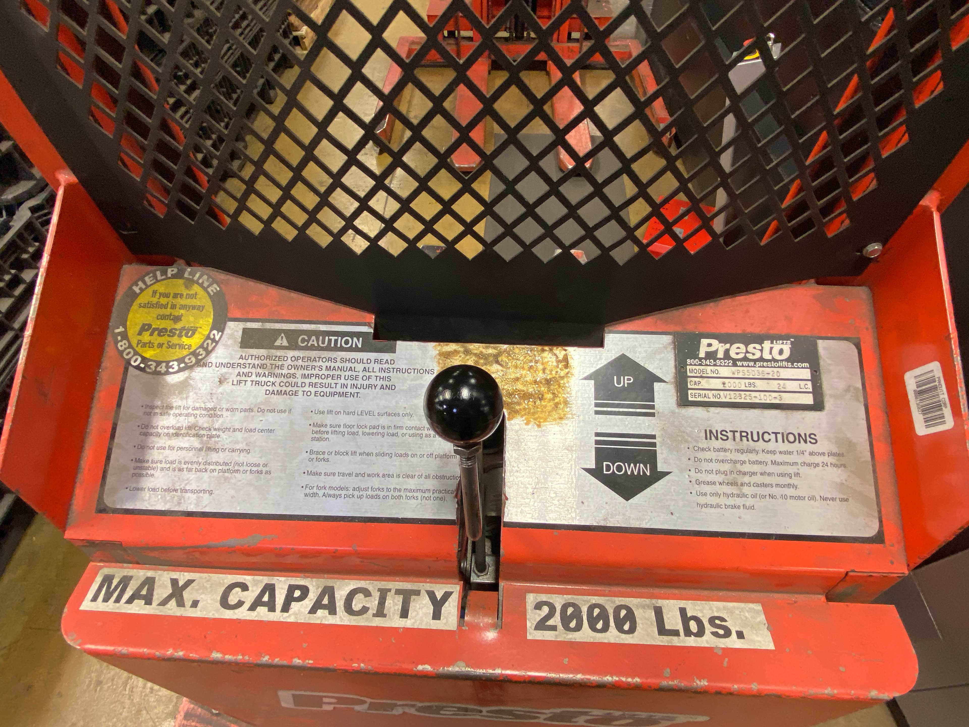 PRESTO LIFTS WPS5036-20 2000 LB CAP LIFT - FORKLIFTS