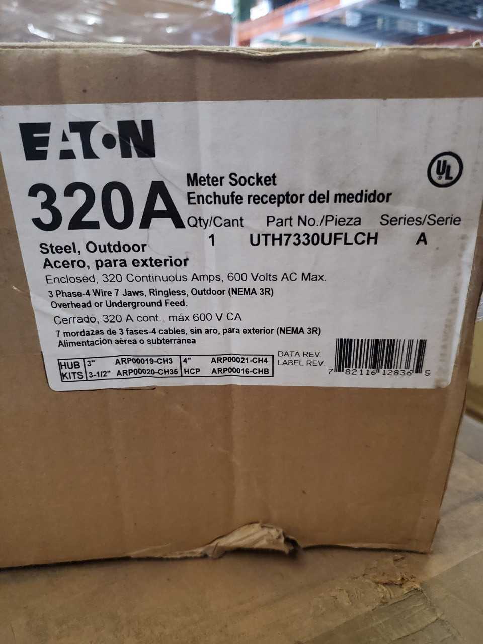 (1) Eaton UTH7330UFLCH Meter Socket 3Ph 32A 600VAC - INDUSTRIAL PARTS