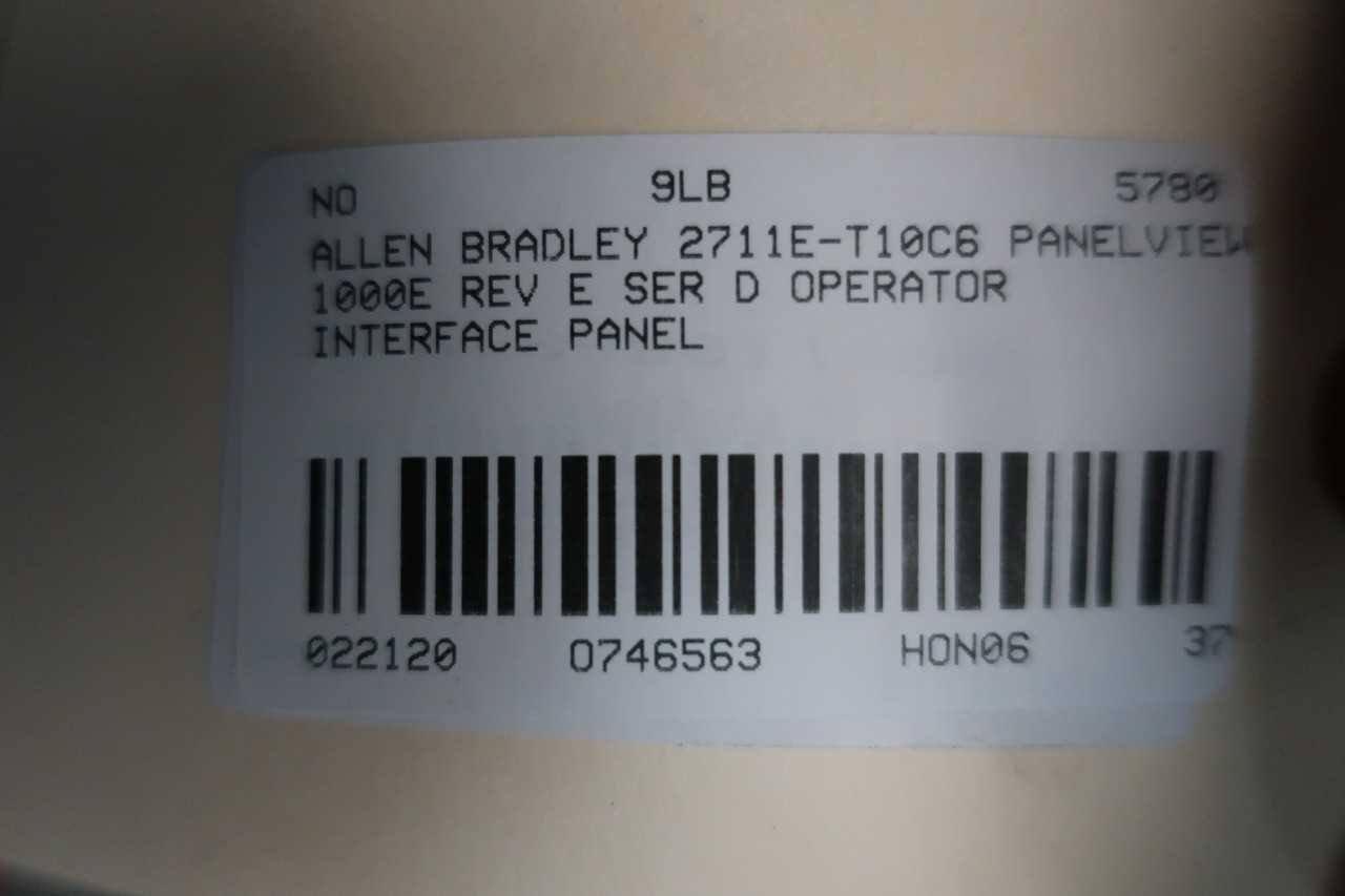 ALLEN BRADLEY 2711E-T10C6 PANELVIEW 1000E REV E SER D OPERATOR INTERFACE PANEL - AUTOMATION & CONTROLS