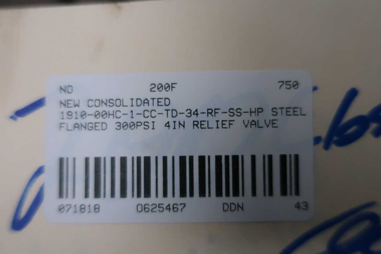 CONSOLIDATED 1910-00HC-1-CC-TD-34-RF-SS-HP RELIEF VALVE 4IN - RELIEF VALVE
