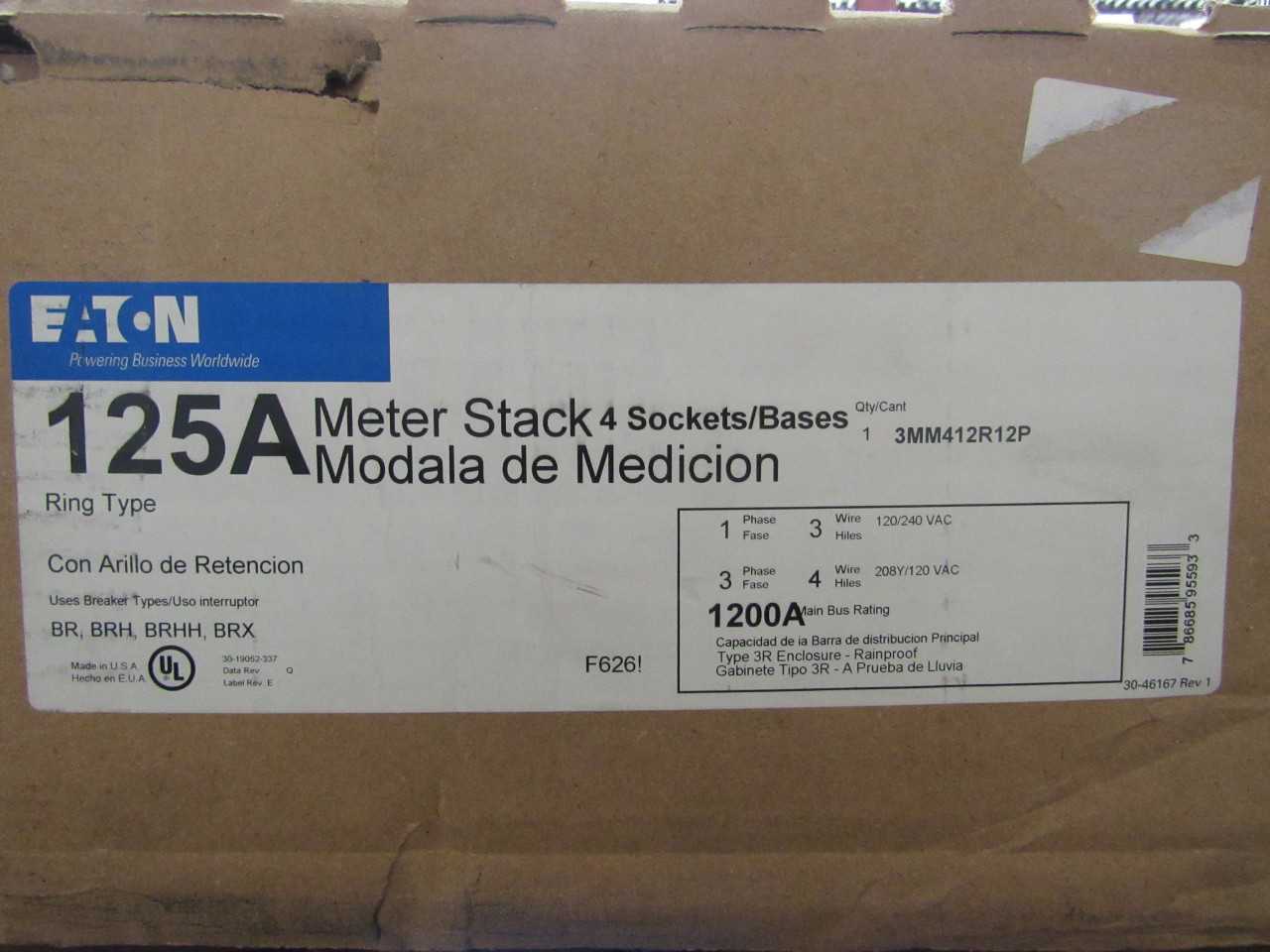 Lot of Quantity 1x 3MM412R12P Meter Socket - INDUSTRIAL PARTS