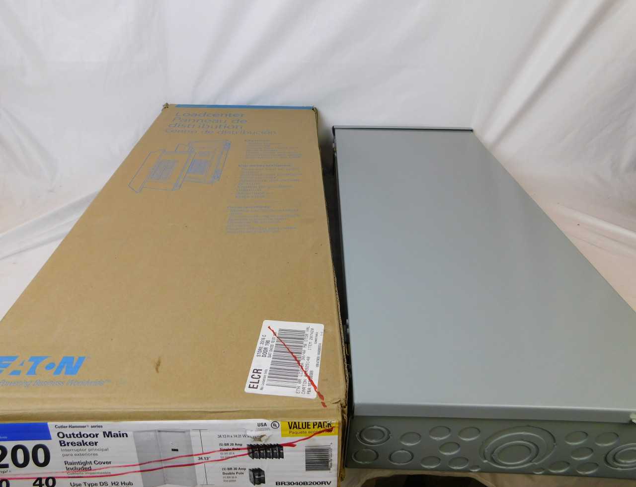 (1) Eaton BR3040B200RV Main Breaker Panel Type BR 200A 120/240VAC - ELECTRICAL COMPONENTS