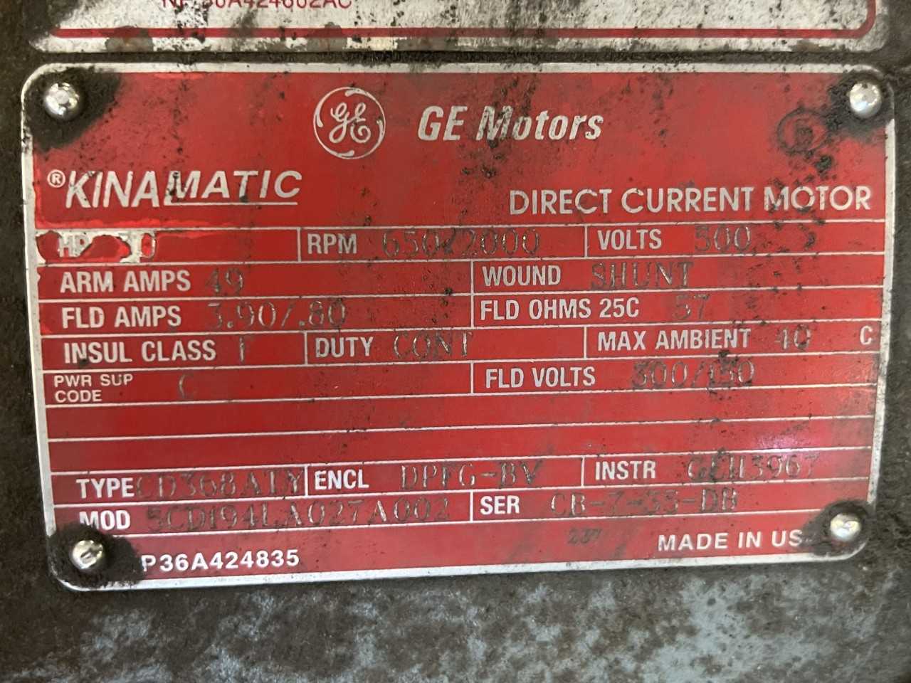 General electric direct current motor 30 hp - ELECTRIC MOTORS