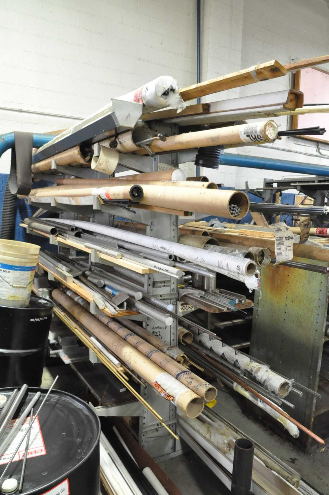 Various Alloys Solid Round and Flat Bar Stock on 1 Cantilever Rack Cantilever Rack Not Included - MATERIAL HANDLING