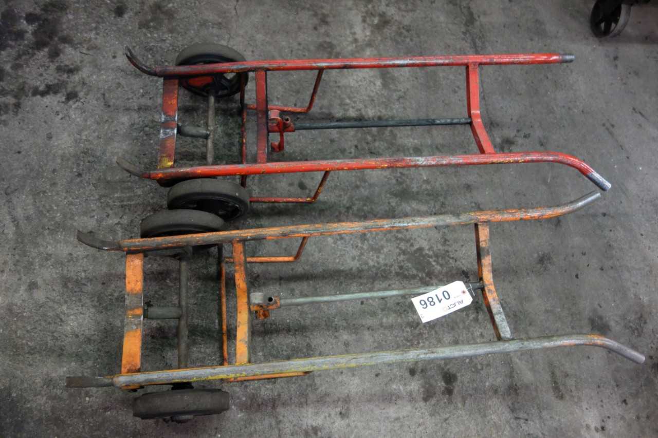 LOT OF 2 BARREL MOVING DOLLIES - ELECTRIC POWER TOOLS