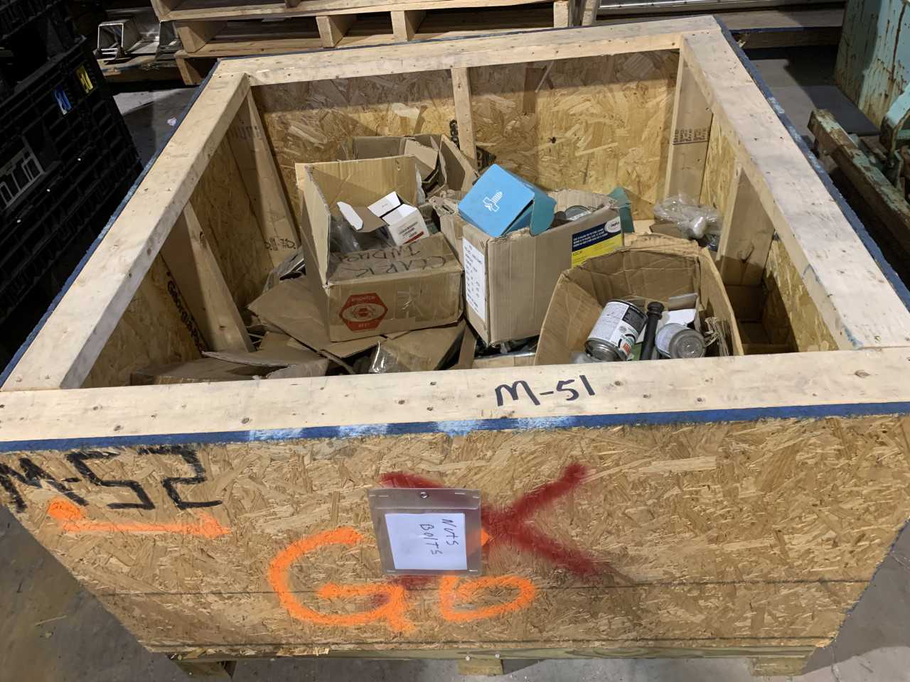 CRATE OF MISC. BOLTS VARIOUS SIZES - ELECTRIC POWER TOOLS
