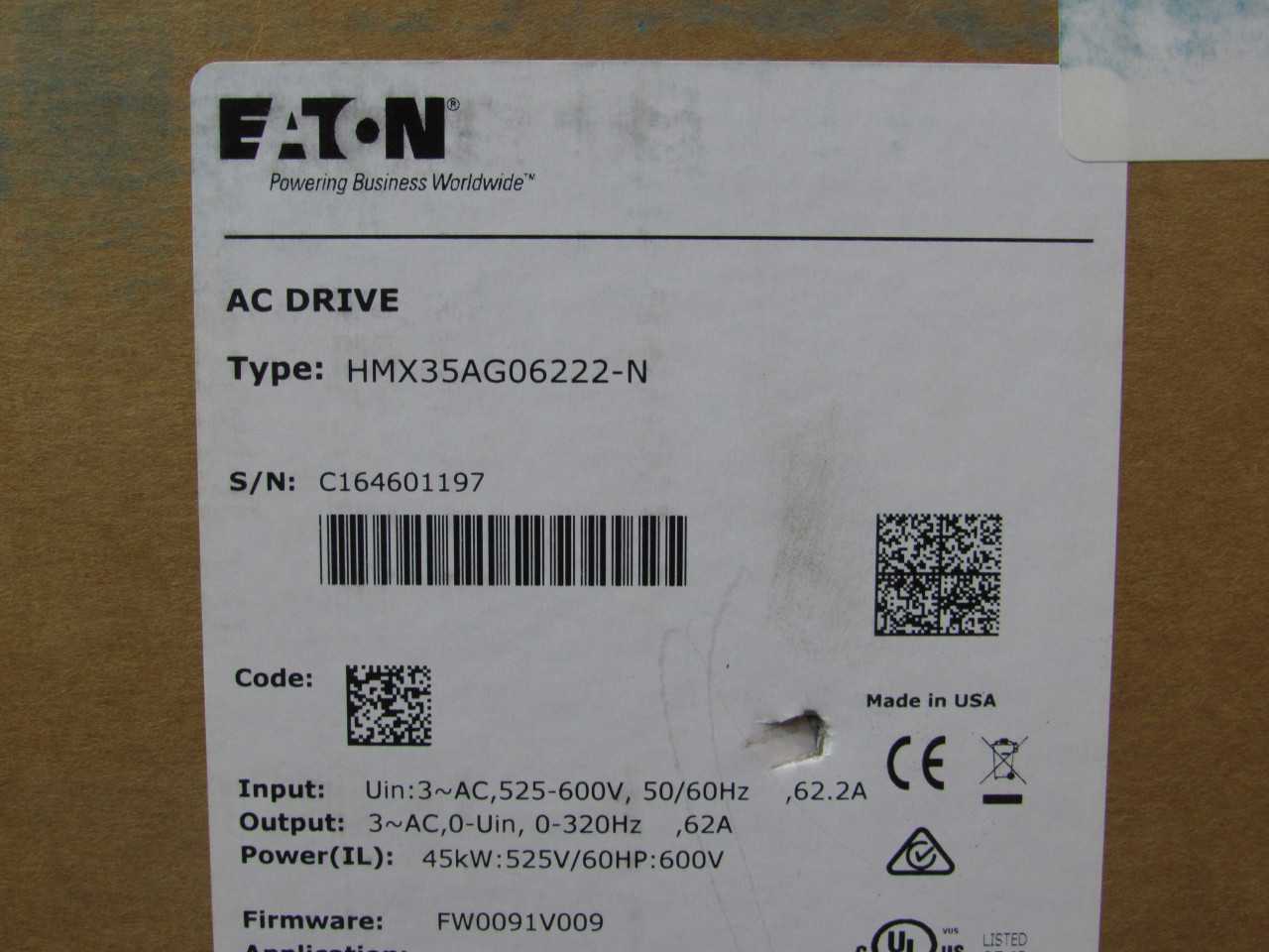 Quantity of 1x HMX35AG06222-N 62A 600V 50/60Hz 3Ph Drives - MOTOR DRIVES