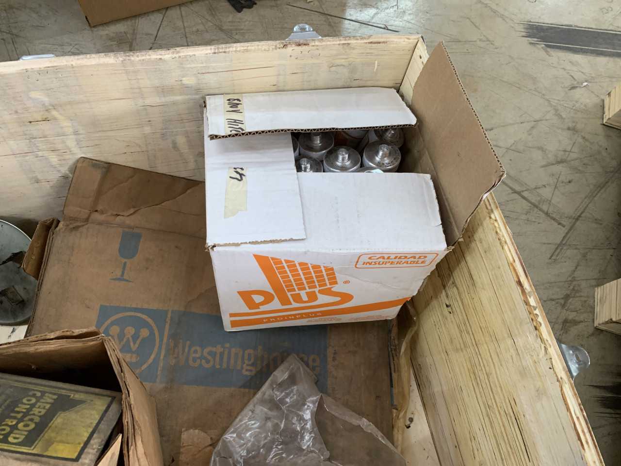 CRATE OF MISC. ELECTRICAL AUTOMATION EQUIPMENT WESTINGHOUSE ETC. - ELECTRICAL COMPONENTS