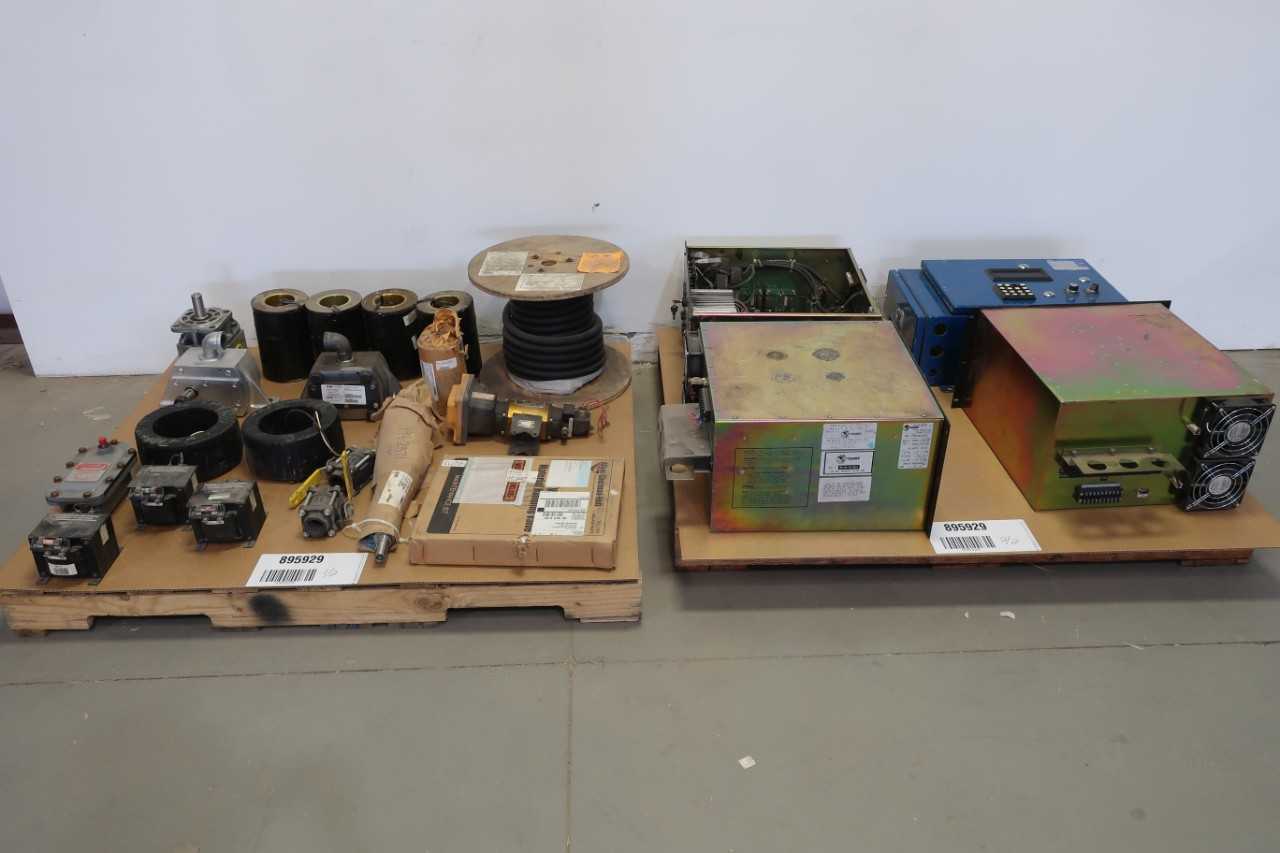 2 PALLETS OF ASSORTED VALVE PARTS, PUMPS, TRANSFORMERS, VALVE ACTUATORS, LIMIT SWITCHES - VALVES