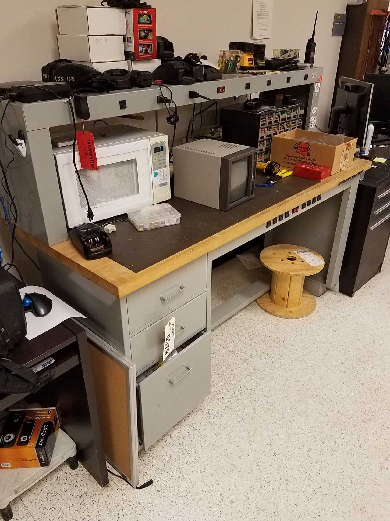 6' x 3' work desk with wood surface - PLANT & FACILITY
