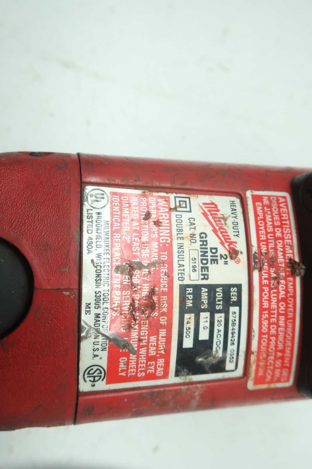 MILWAUKEE HEAVY DUTY 2" DIE GRINDER - ELECTRIC POWER TOOLS
