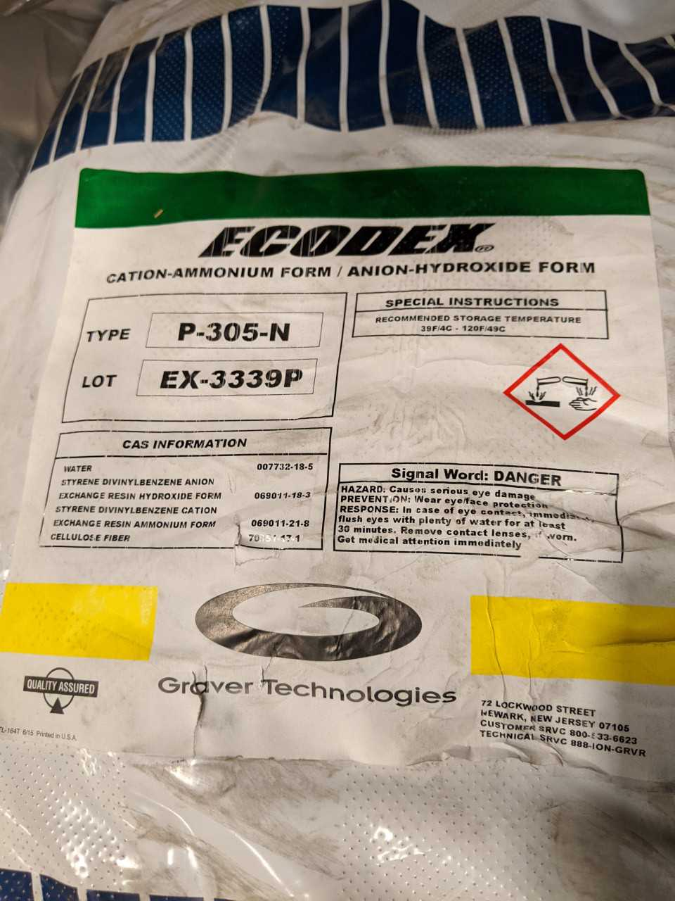 Lot of 10 Pallets of Ecodex P-305-N Powdered Exchange Resin - MISCELLANEOUS