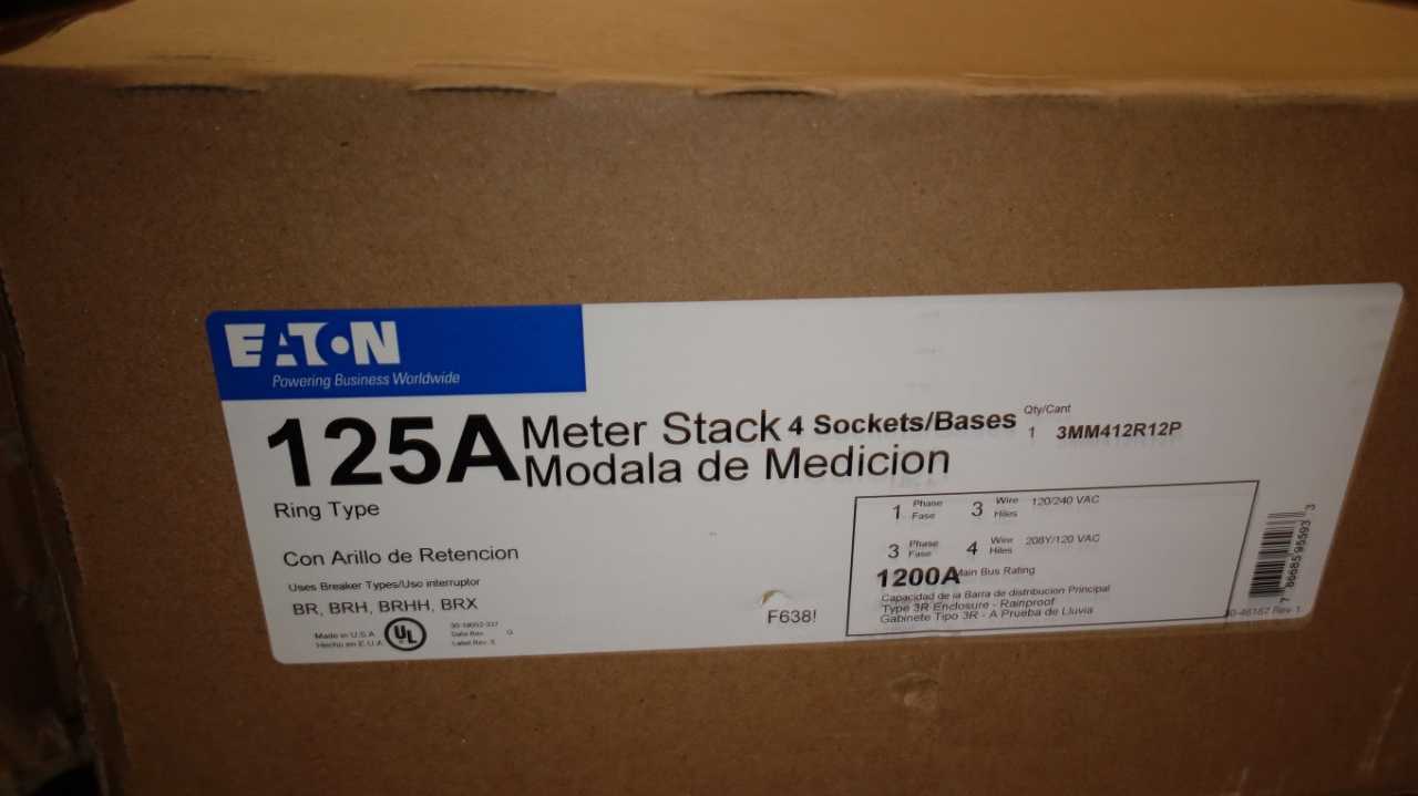 LOT OF 2 EATON 3MM412R12P 125A 4 SOCKET METER STACK PANELS - ELECTRIC POWER TOOLS
