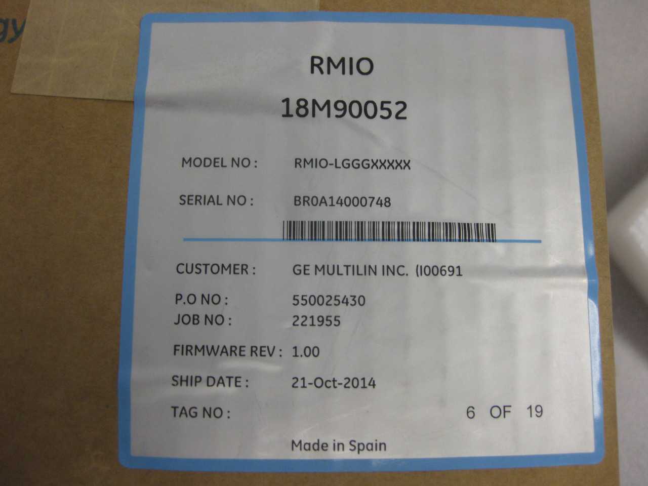 GE RMIO-LGGGXXXXX  PLC QTY 1 - AUTOMATION & CONTROLS
