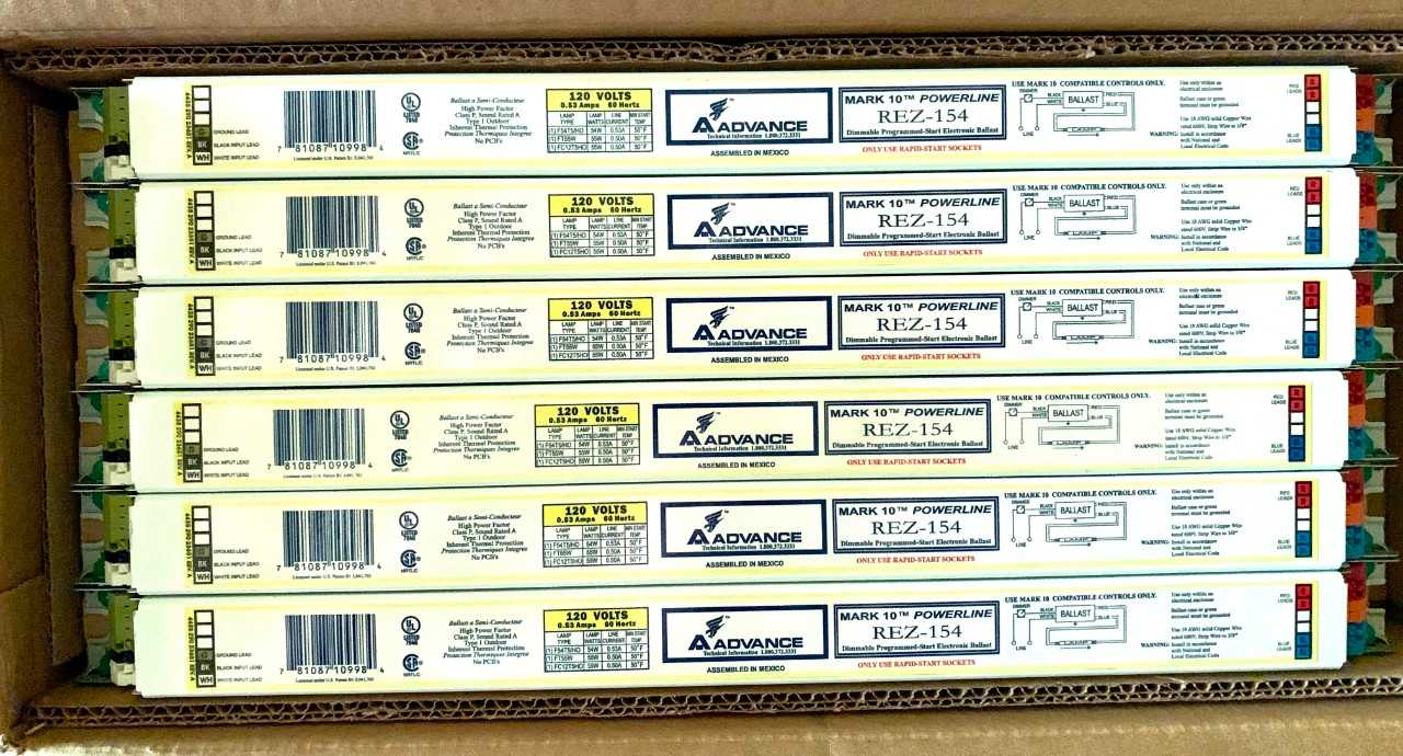 New - Lot of 12 - Philips Advance REZ154 Fluorescent Ballast - LIGHTING