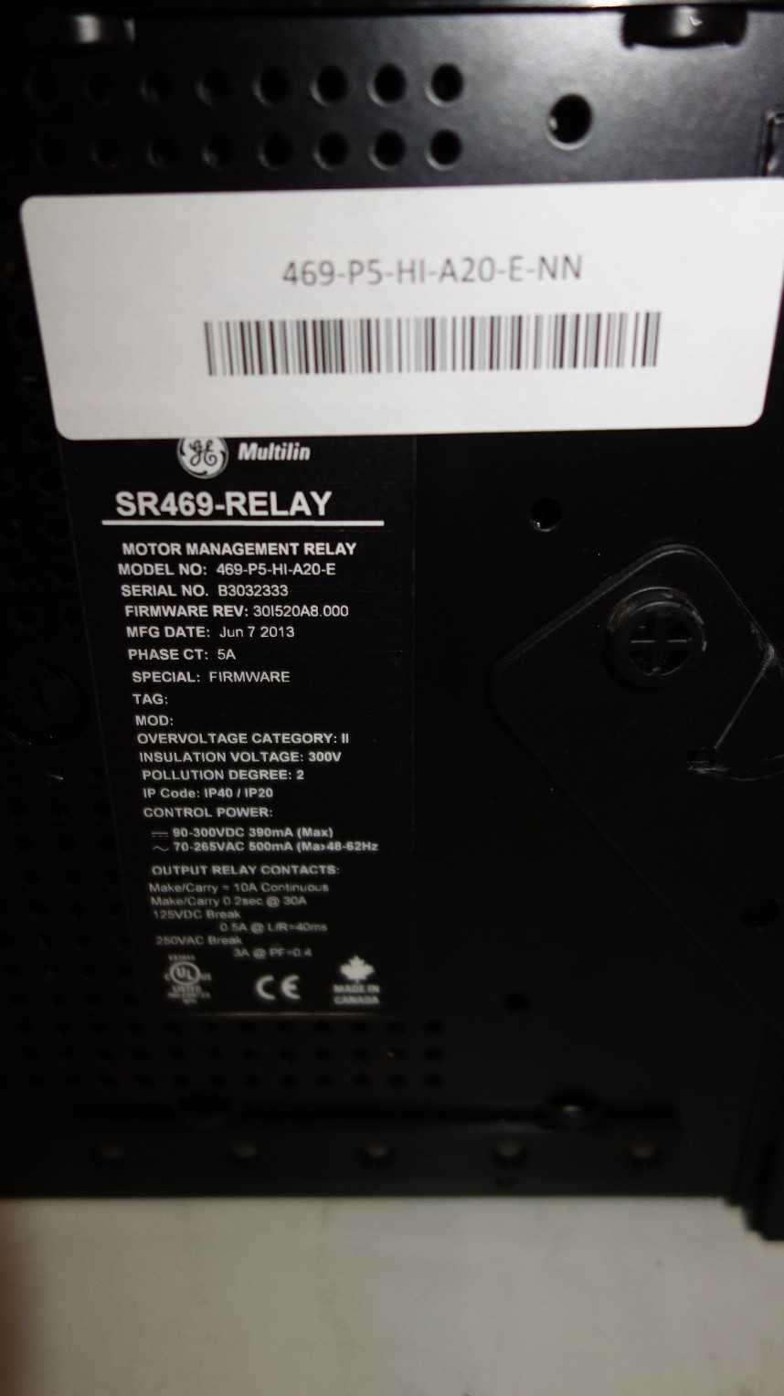 GENERAL ELECTRIC MULTILIN 469-P5-HI-A20-E-H RELAY - ELECTRICAL PARTS