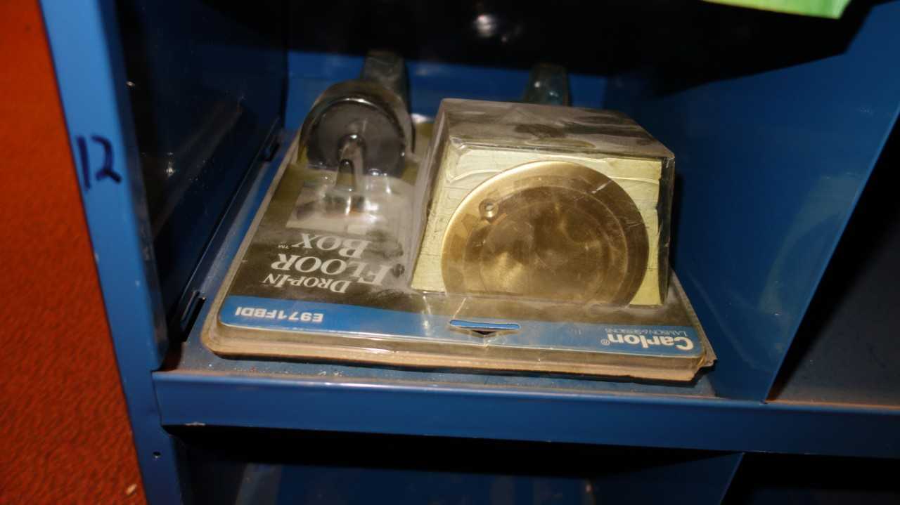CONTENTS OF 4X STACKED PIGEON HOLE CABINETS, ASSORTED ELECTRICAL CONDUIT - ELECTRICAL COMPONENTS