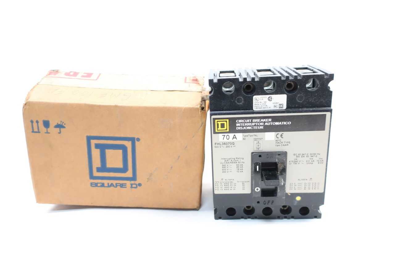 SQUARE D FHL36070G 3P 70A AMP 600V-AC MOLDED CASE CIRCUIT BREAKER - CIRCUIT BREAKERS