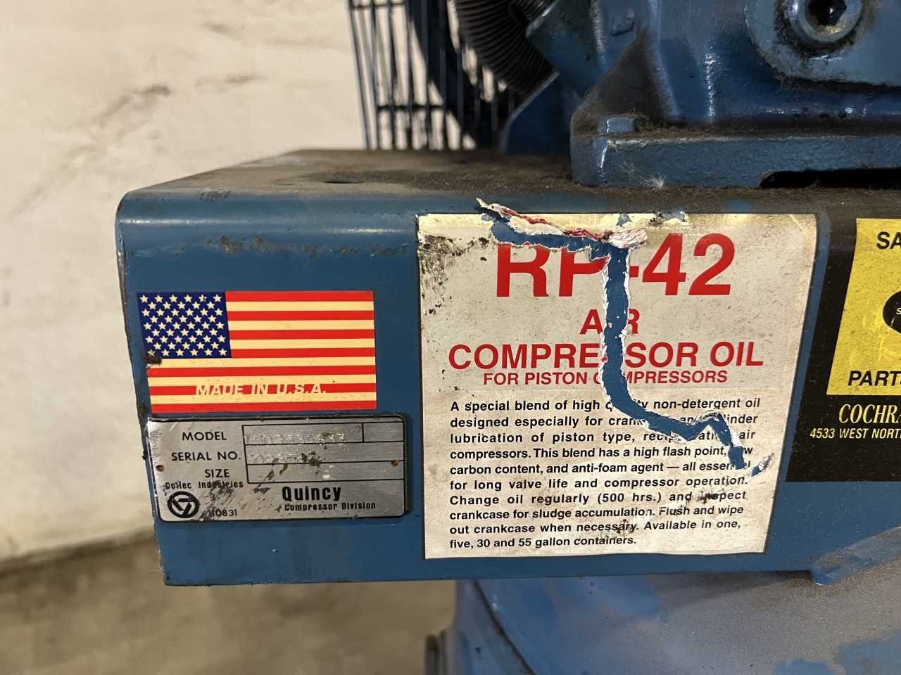 Quincy model 150933A633 air compressor - AIR COMPRESSORS
