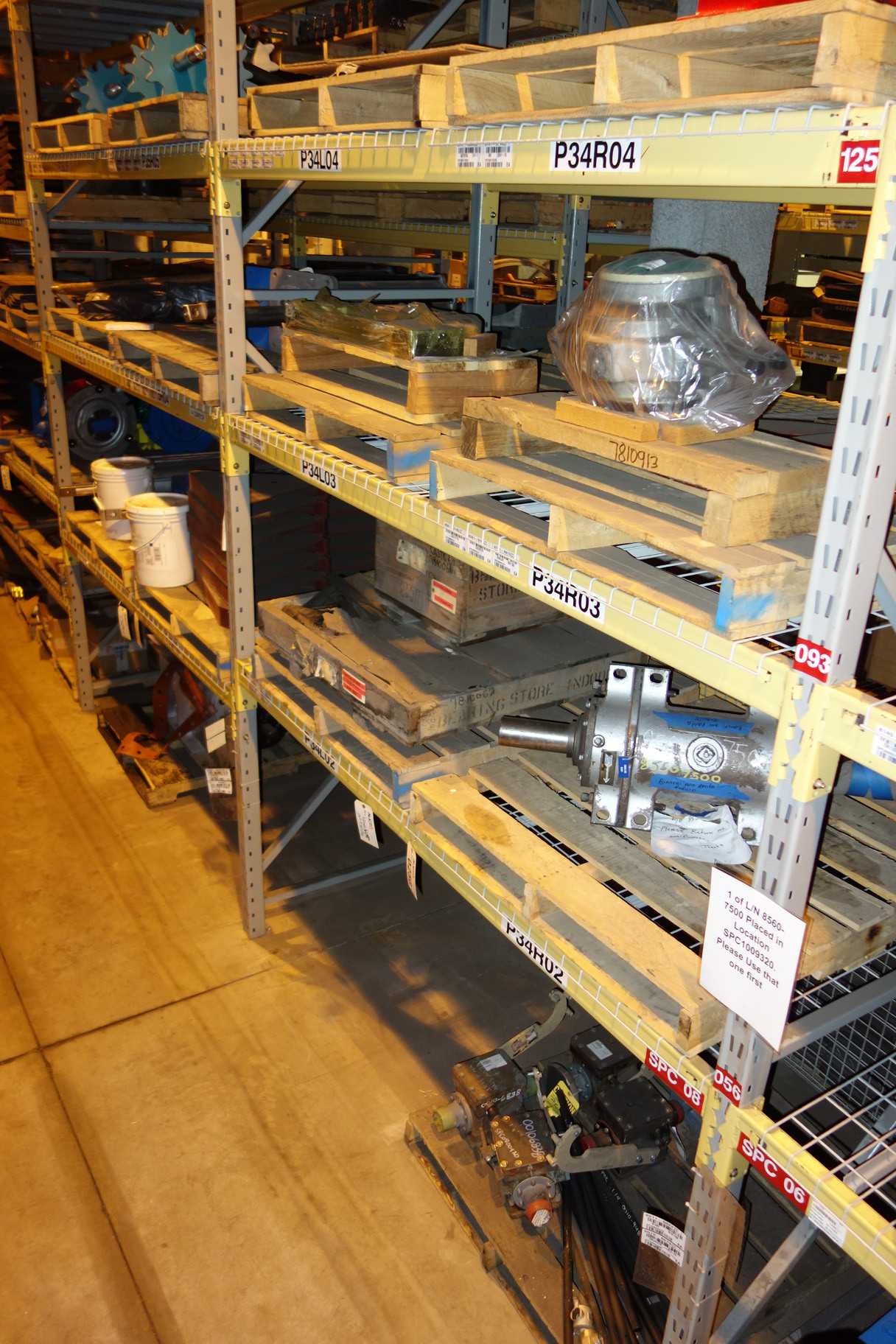 CONTENTS OF 2 UPRIGHT RACKING SECTIONS, TURBINE - INDUSTRIAL PARTS