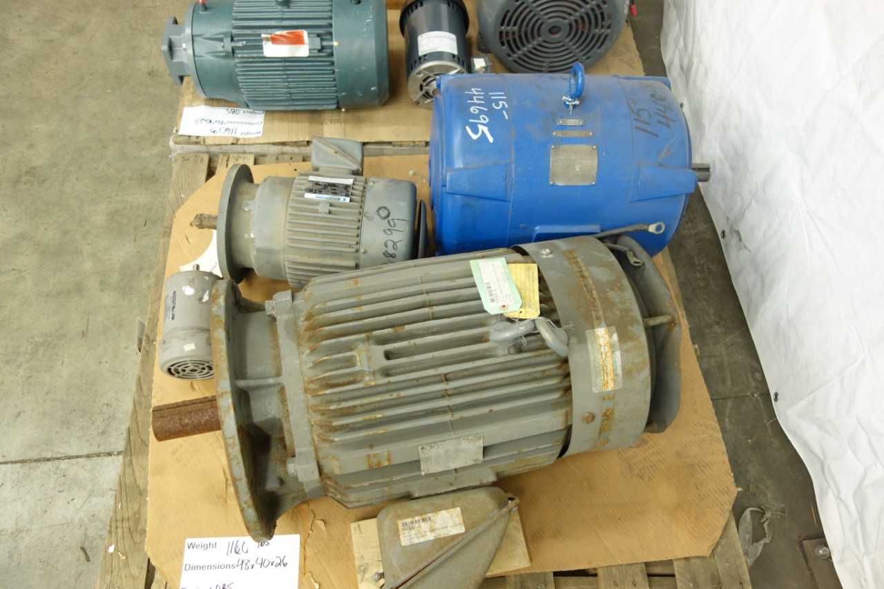 2 PALLETS OF ASSORTED AC MOTORS, 3 HP - 30 HP - ELECTRIC MOTORS