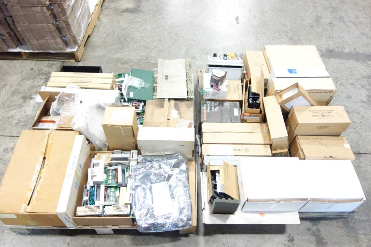 2 PALLETS OF ASSORTED ELECTRICAL PRESSURE SWITCH, INVERTER PACK, ENCLOSURE, POWER SUPPLY, SWITCH CONTROLS, CIRCUIT BOARDS, MODULE, CHASSIS MODULE- EDWARDS, DAIFUKU, TRIUMPH, GENERAL ELECTRIC, MITSUBISHI - AUTOMATION & CONTROLS