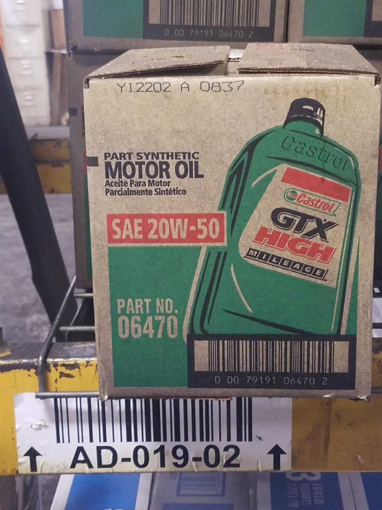 Lot of 15 Cases - CASTROL GTX HM High Mileage Synthetic Blend 20W50 6x1QT case - INDUSTRIAL PARTS