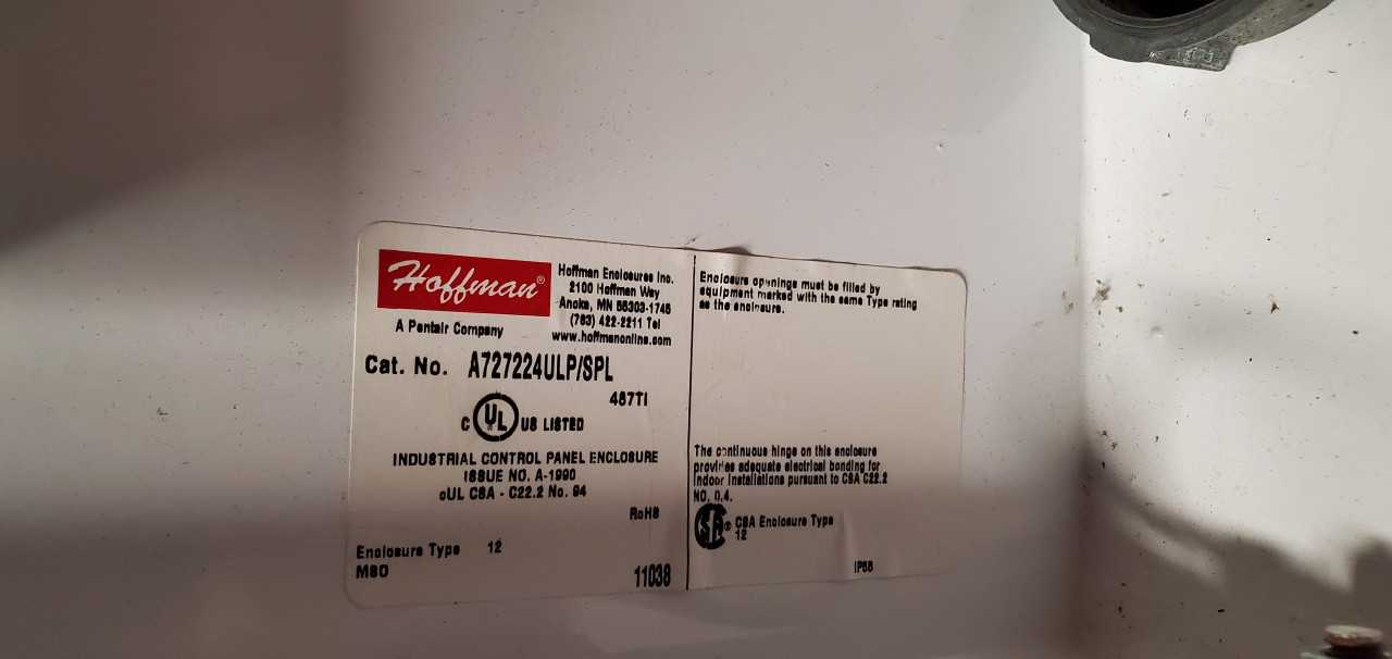 Hoffman Insulated Cabinet Enclosure A727224ULP/SPL Type 12 - Used - TOOL STORAGE