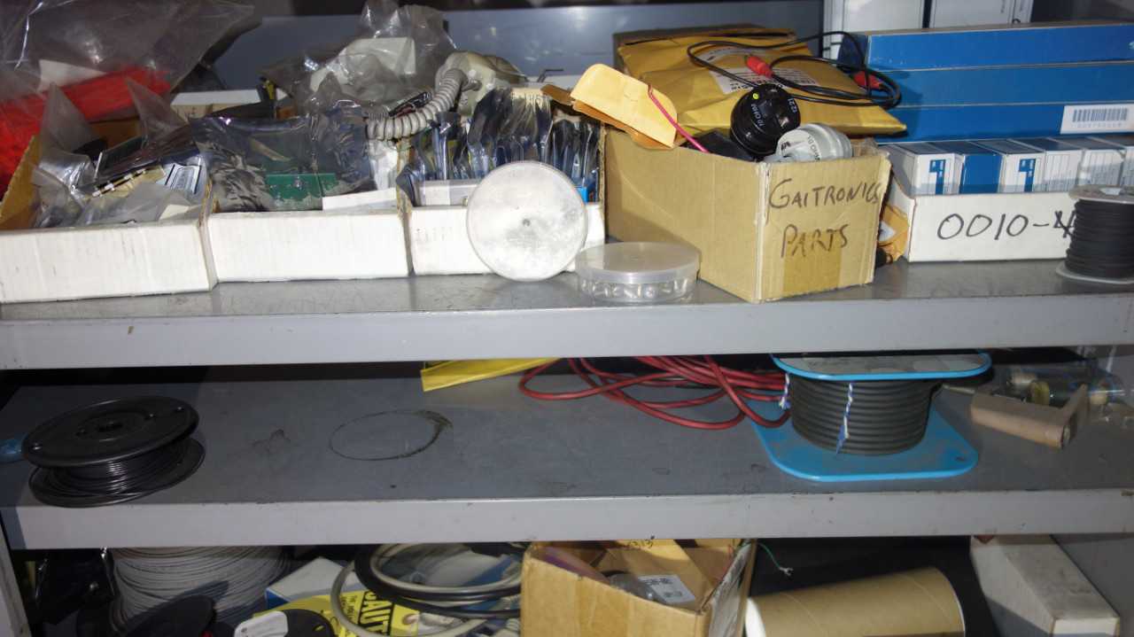 DESK WITH CONTENTS, ASSORTED TEST EQUIPMENT - INDUSTRIAL PARTS