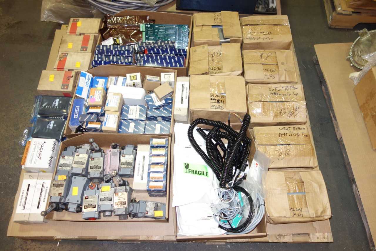 4 PALLETS OF ASSORTED ELECTRICAL AUTOMATION, CABLE-WIRES, ASSORTED MODULES, CIRCUIT BOARDS, ASSORTED SWITCHES AND ACCESSORIES - ELECTRICAL COMPONENTS