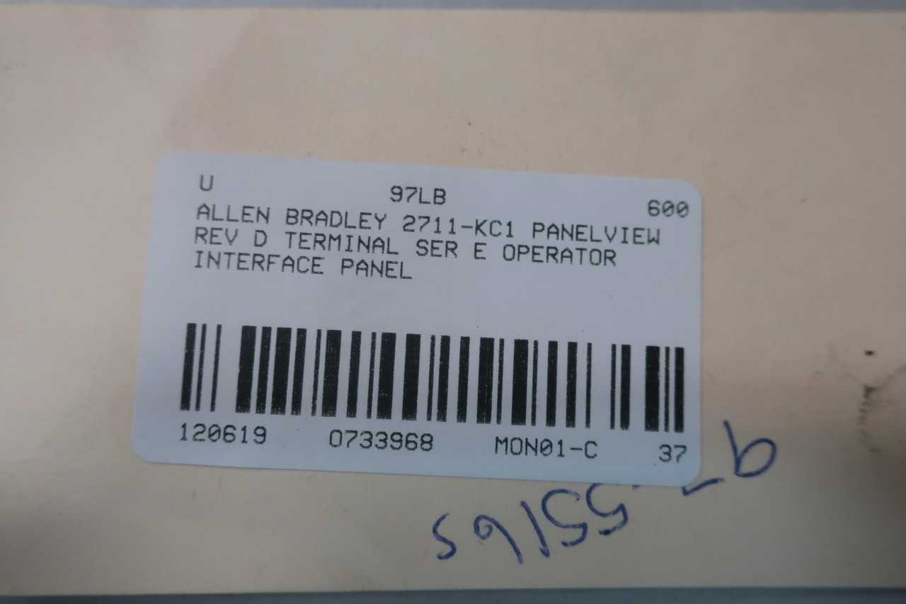 ALLEN BRADLEY 2711-KC1 PANELVIEW REV D TERMINAL SER E OPERATOR INTERFACE PANEL - AUTOMATION & CONTROLS