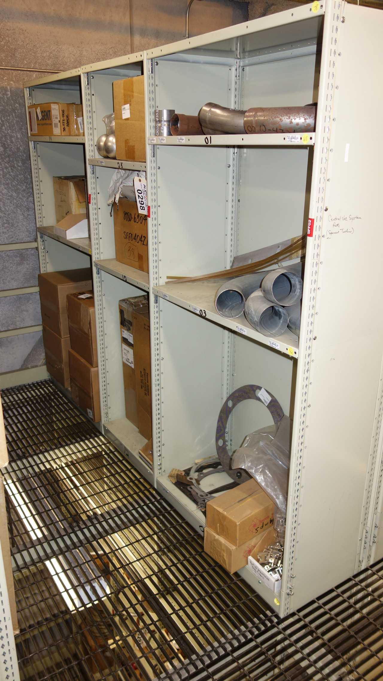 CONTENTS OF 3 SHELF COLUMNS, ASSORTED MRO - SHELVING