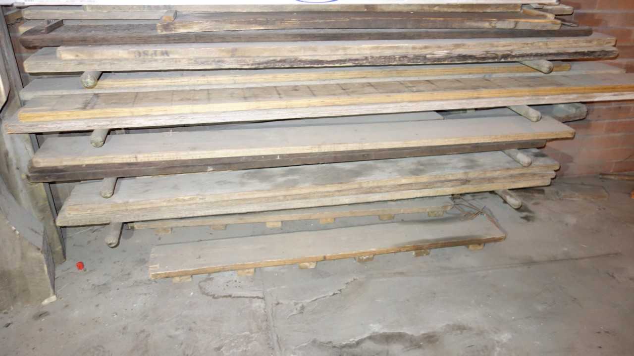 CONTENTS OF RACK, ASSORTED WOOD, BEAMS, PLANKS, PLYWOOD - MISCELLANEOUS