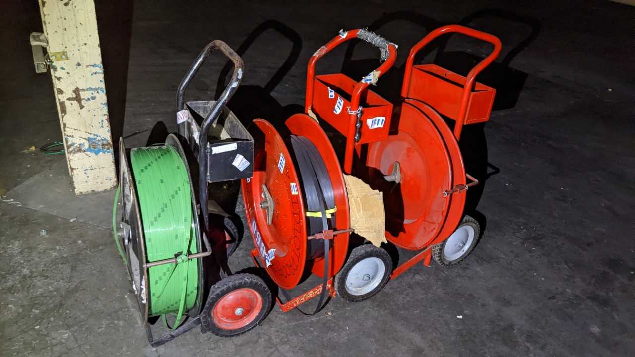 LOT OF 3 BANDING CARTS - MATERIAL HANDLING