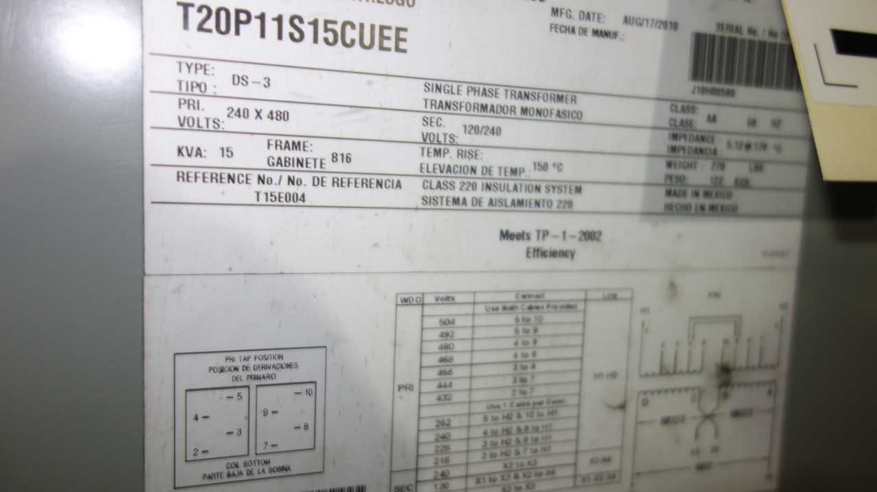 LOT OF 6 ASSORTED 15KVA TRANSFORMERS, SQUARE D - CONTROL TRANSFORMERS