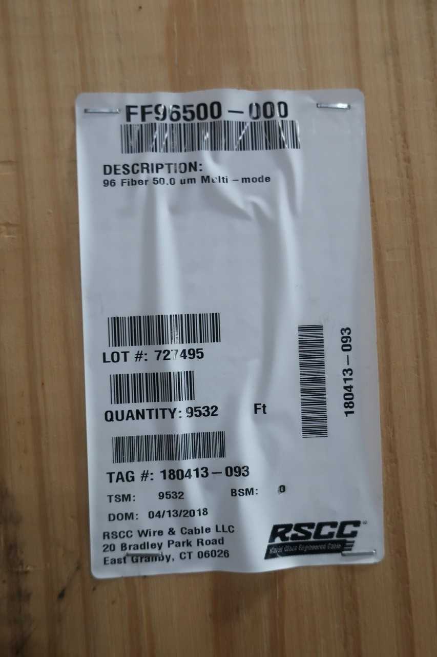 RSCC FF96500-00 96 FIBER 50UM CORDSET CABLE - INDUSTRIAL PARTS