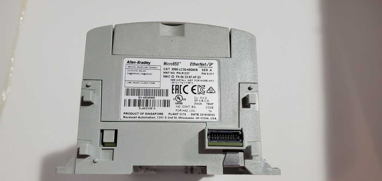Allen Bradley Micro 850  2080-LC50-48QWB PLC - AUTOMATION & CONTROLS