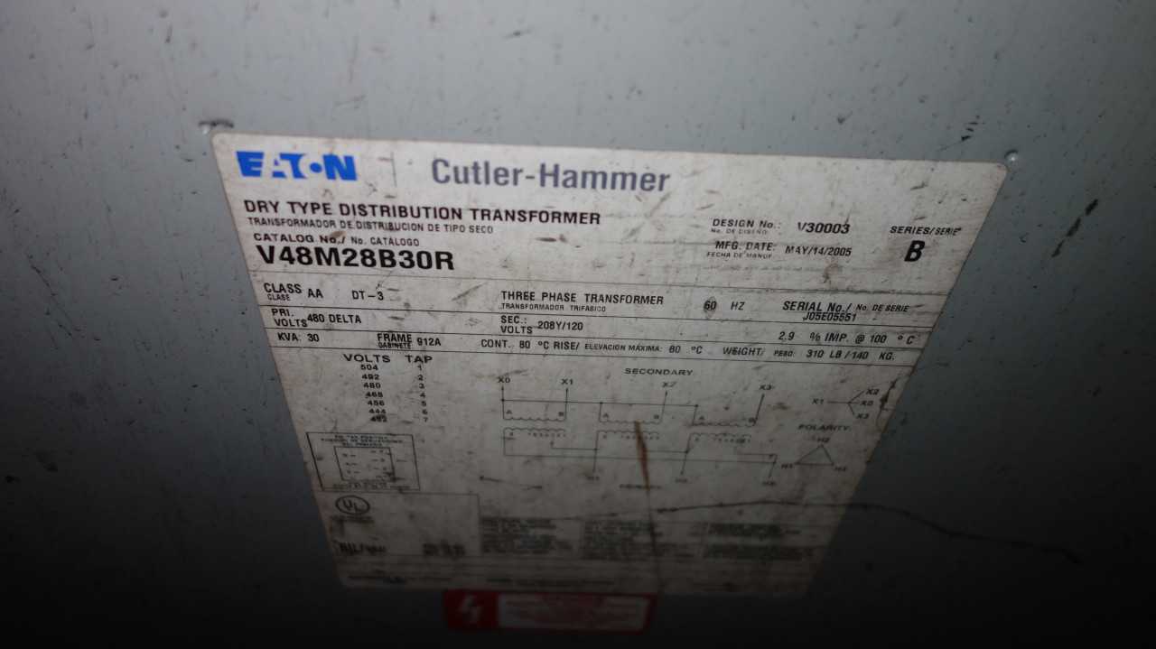 LOT OF 6 ASSORTED 480V-AC TRANSFORMERS, 30KVA, 45KVA - CONTROL TRANSFORMERS