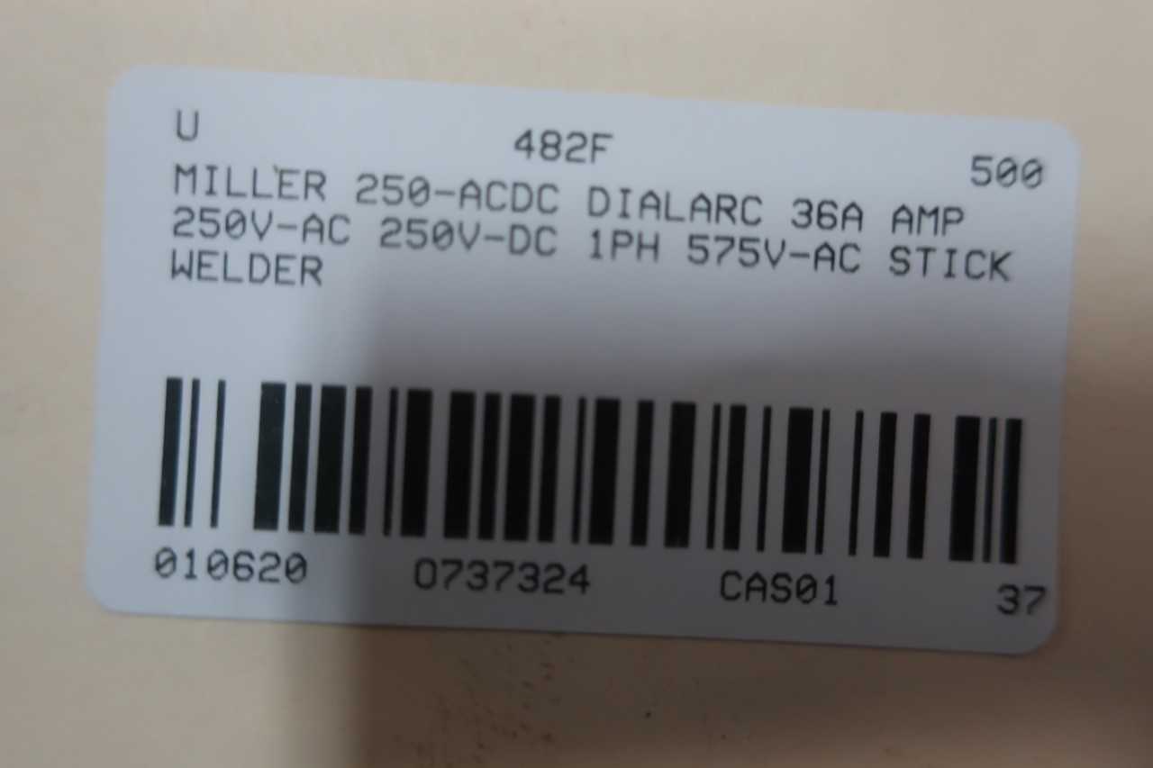 MILLER 250-ACDC DIALARC 45A AMP 250V-DC 1PH 460V-AC STICK WELDER - WELDING EQUIPMENT