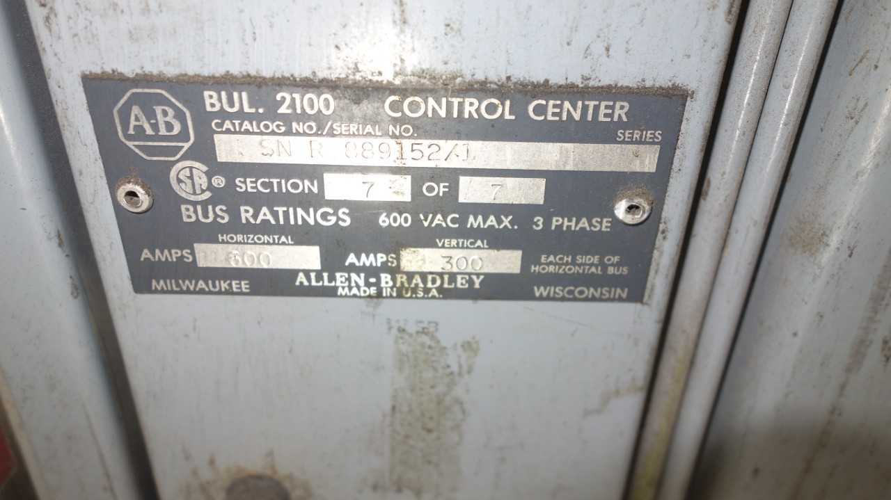 7X VERTICAL SECTIONS ALLEN BRADLEY 2100 CENTERLINE MCC MOTOR CONTROL CENTER (BUCKETS ONLY) - MOTOR CONTROL CENTERS
