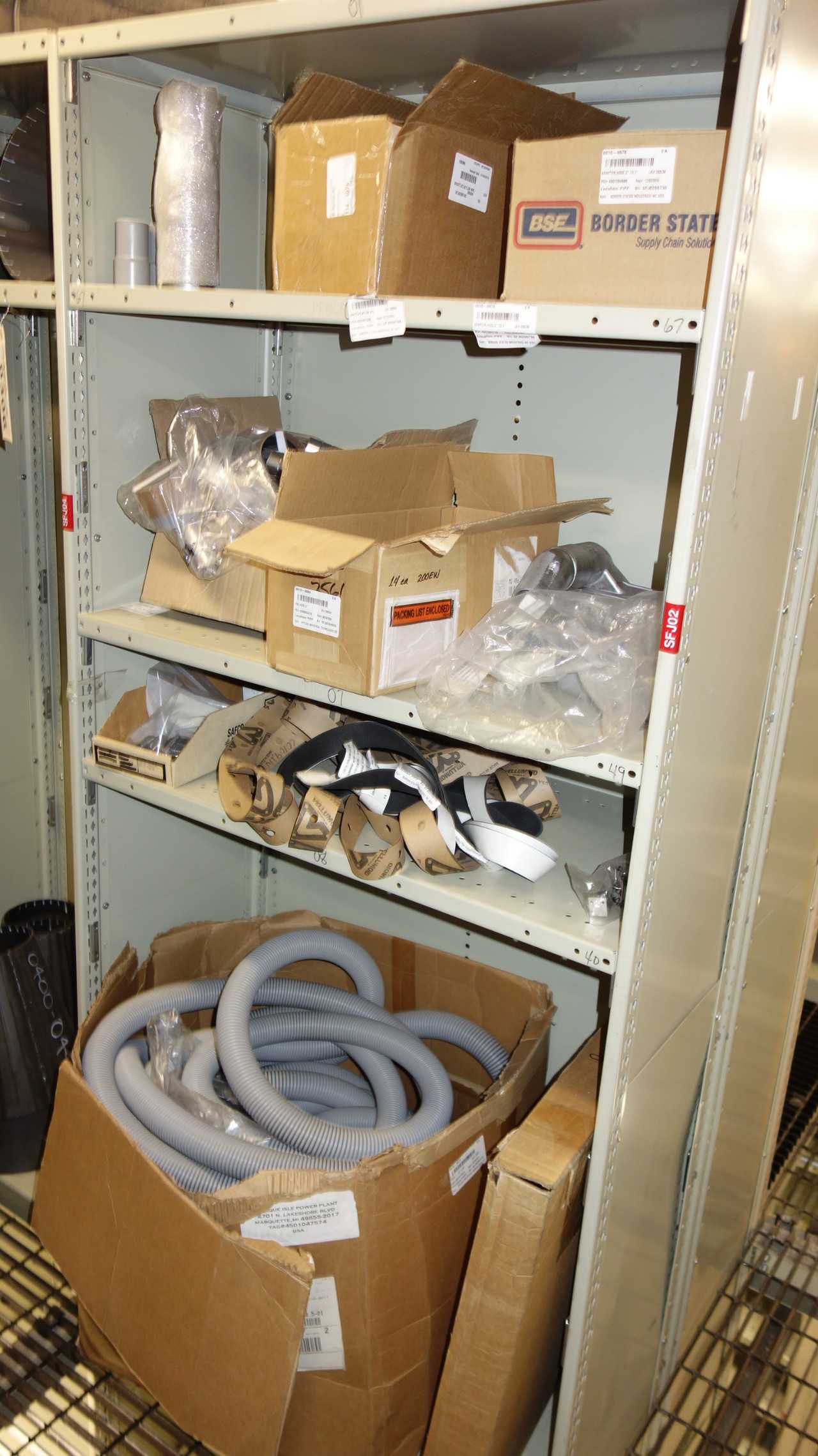 CONTENTS OF 3 SHELF COLUMNS, ASSORTED MRO - SHELVING