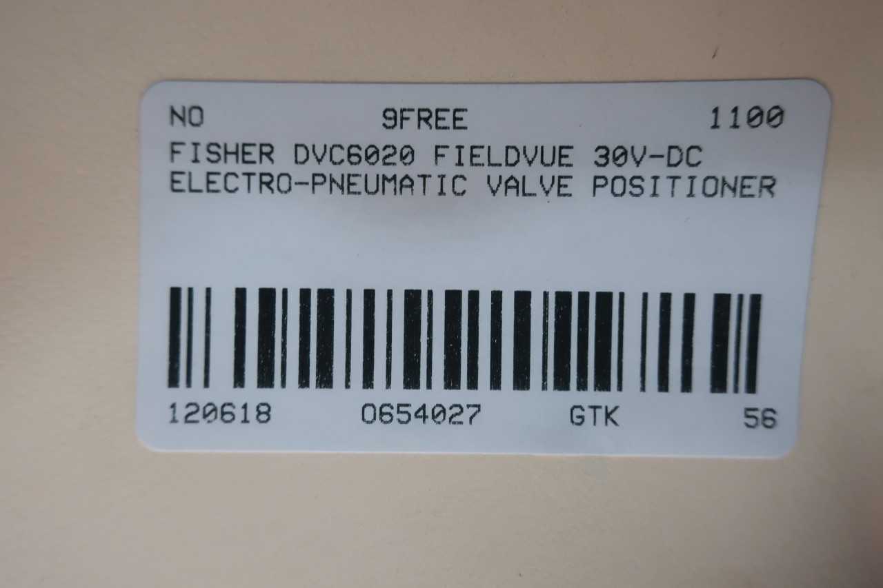 FISHER DVC6020 FIELDVUE 30V-DC ELECTRO-PNEUMATIC VALVE POSITIONER - CONTROL VALVE
