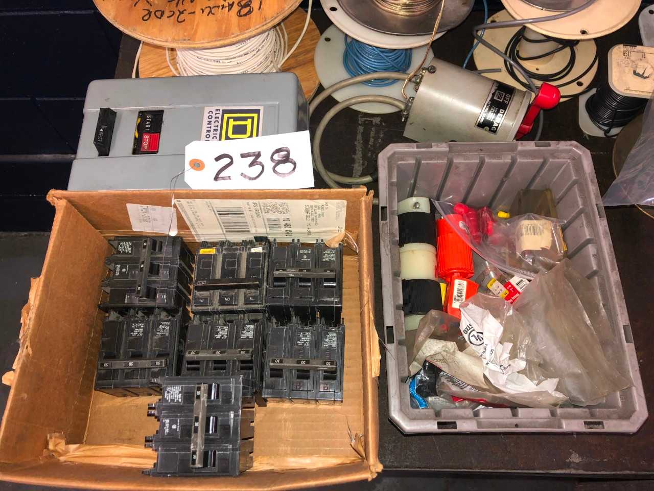 Lot of Misc. Electrical Parts, Wire Etc. (Bench not included) - ELECTRICAL COMPONENTS