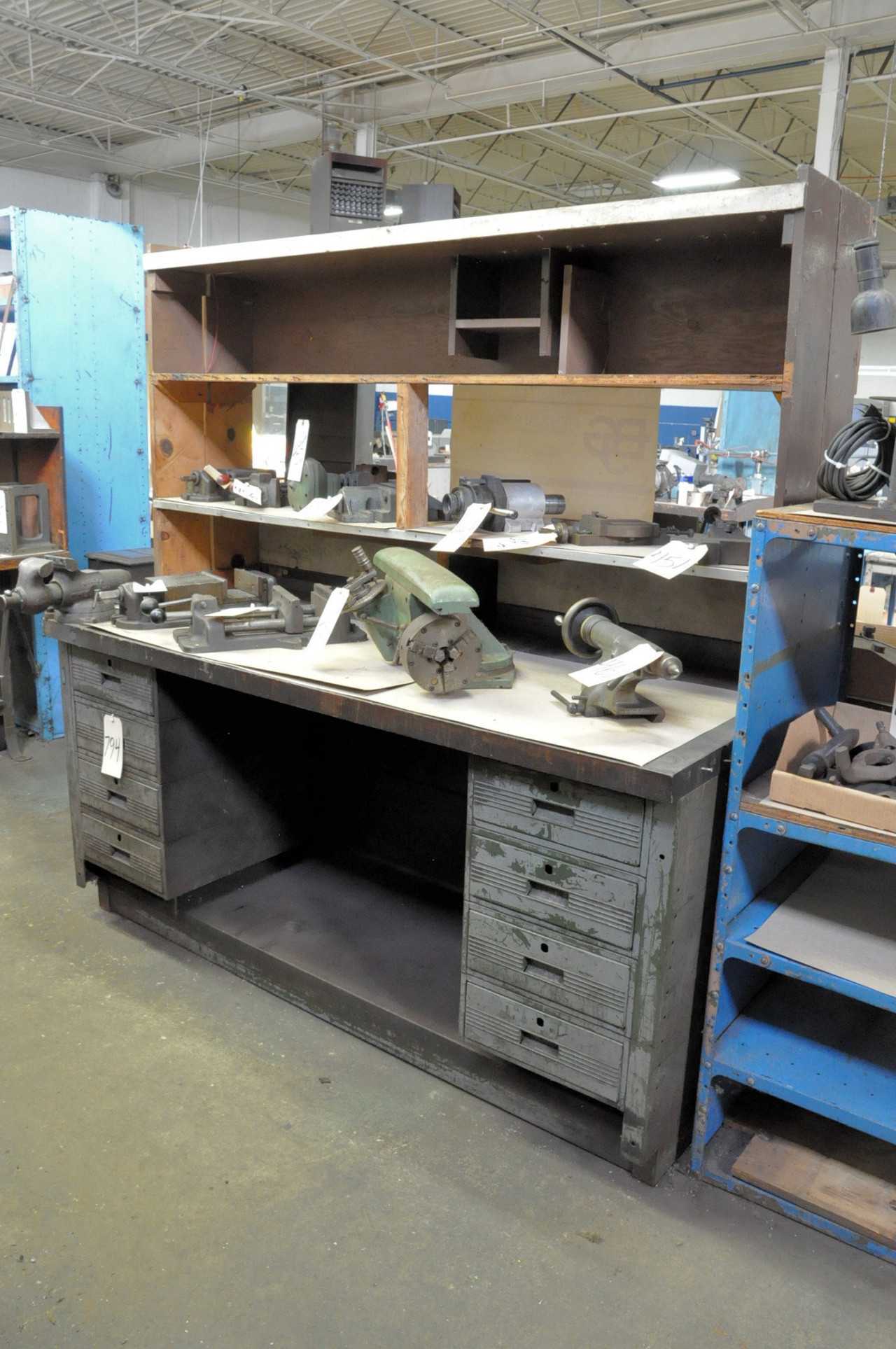 3 Wood Topped Work Benches Contents Not Included Not to Be Removed Until Empty - PLANT & FACILITY