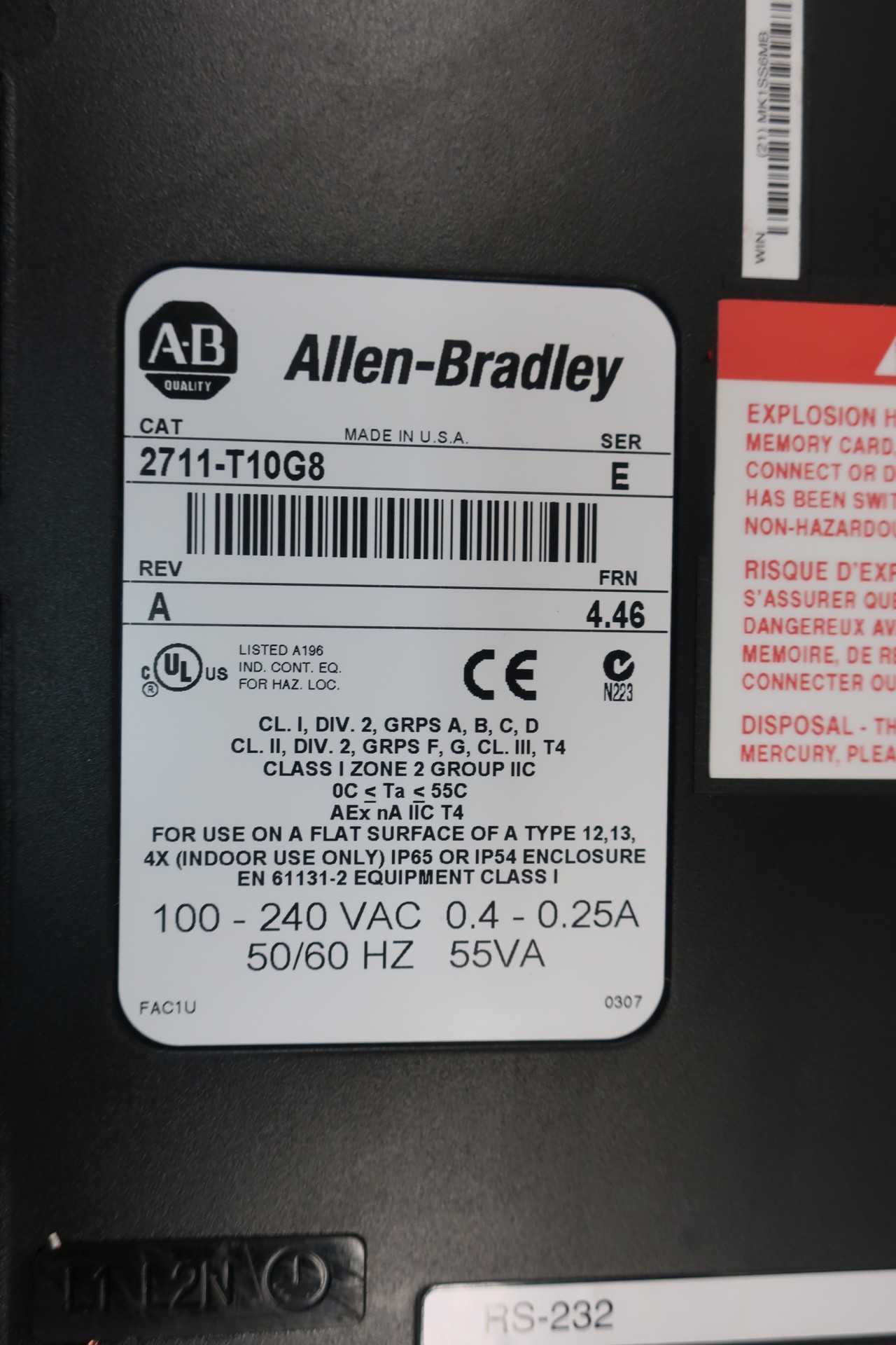 ALLEN BRADLEY 2711-T10G8 PANELVIEW 1000 OPERATOR INTERFACE PANEL REV A SER E - AUTOMATION & CONTROLS